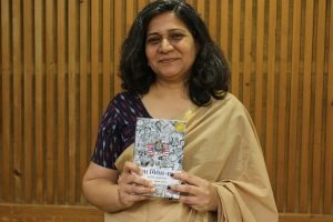 Devyani Bhardwaj with the Hindi translation of Zubaan’s Dear Mrs Naidu published by Unbound Script. Photo IPP